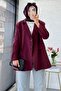 Two Button Linen Blazer Women's Jacket - Burgundy - 6