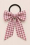 Gingham Tail Bow Ribbon Hair Clip Strong Elastic Hair Clip Set of 2 - 4