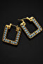 Bym082-1 Rose Gold Square Evil Eye Beaded 3 cm Water Resistant Women's Steel Earrings - 4