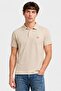 Men Regular Fit Embroidered Logo Short Sleeve Polo Shirt, Beige