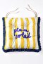 Mediterranean Ciao Bella and Lemon Fish Patterned 4-Piece Fringed Puffy Chair Cushion - 4
