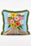 Colorful Floral and Female Figure Illustration Patterned 4-Piece Fringed Throw Pillow Cover Set - 4