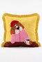 Set of 4 Fringed Throw Pillow Covers with Cute Dog Figure in Clothes and Glasses - 5