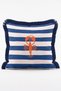 Ciao Bella Written Lobster and Umbrella Patterned Striped 4-Piece Fringed Throw Pillow Cover Set - 3