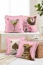 Pink Leopard Billiards and Playing Cards Themed Set of 4 Fringed Throw Pillow Covers - 2