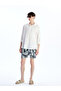 Nevavm Short Length Patterned Men's Swim Shorts with Difference