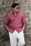 Regular Fit Hidden Button Collar 100% Linen Raw Linen Shirt - 2