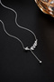 Silver Color Zircon Stone Leaf Figured Dangle Women's Necklace