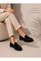 Olveni̇a Black Suede Women's Loafer - Drawstring Penny Moccasin - 4
