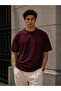 Men's Burgundy Mercerized Interlock Fabric Oversize T-Shirt - 4