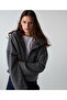 Kumaş mix kapüşonlu sweatshirt - 5