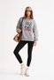 Women's Akoe Bird Printed Comfortable Fit Crew Neck Gray Sweatshirt - 2