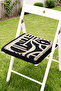 Fringed Zippered Chair Cushion with Abstract Face Figure and Thick Line Pattern - Modern Tufted Cushion - 2
