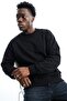 Men's Regular Long Sleeve Black Basic Sweatshirt - 2
