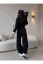 Straight Collar Wide-Leg Striped Track Suit - 5