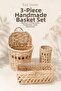 Handmade Natural Wicker Basket Napkin Holder Spoon Holder Multi-Purpose Organizer Set of 3 Kitchen Set