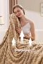Fur Bubble Blanket Set Double Plush Rabbit Hair 3 Piece Soft 220X240 cm Beige - 4
