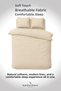 Aurelia Pure Beige 100% Cotton Satin Double Duvet Cover Set - 5