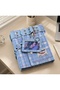 Plaid Metal Detailed Denim A5 Binder Pastel Blue - 4