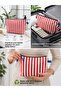 4-Compartment Hanging Makeup Bag - Travel Organizer - Red/White Striped