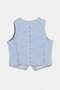 Light Blue Floral Embroidered V-Neck 100% Cotton Non-Stretch Plus Size Denim Vest Tbbss26Bh00004 - 6