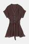Brown V-Neck Belted Buttoned Modal Lined Dress Tdrss26El00084 - 4