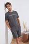 Anthracite Regular Fit Printed 100% Cotton Summer Pajama Set Tmnss26Pt00038 - 3