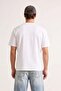 Red - White Oversize/Relaxed Fit 100% Cotton T-Shirt Tmnss24Ts00038 - 3