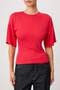Red Plain Fitted Crew Neck Three Quarter Sleeve Soft Knitted T-Shirt Twoss26Ts00060 - 3