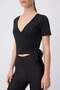 Siyah Micro Bağlamalı Kruvaze Crop Örme Spor Bluz/Bolero THMSS26BZ00009 - 3