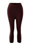 Kahverengi Kapri Boy Fırçalı Soft Kumaş Kruvaze Bel Örme Spor Tayt THMSS26TY00004 - 6
