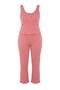 Kırmızı Çizgili Askılı Beli Lastikli Örme Büyük Beden Pijama Takımı TBBAW27AI00042 - 4