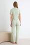 Mint 100% Cotton Hearted Lace Pointel/Ribbed Knitted Pajamas Set Thmaw27Pt00032 - 5