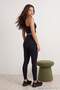 Siyah Soft Fırçalı Kumaş Cut Out Detaylı Örme Spor Tayt THMAW27TY00001 - 8
