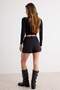 Black Tie-Detail and Eyelet Detail Woven Skort TWOAW21SR0038 - 4