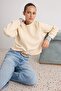 Taş Kalın İçi Polarlı Oversize/Geniş Kesim Dik Yaka Reglan Kol Örme Sweatshirt TWOAW27SW00066