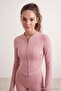 Pink Soft Brushed Fabric Zippered Knitted Sports Jacket Thmaw27Sk00002 - 4