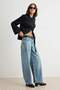 Açık Mavi %100 Pamuk Normal Bel Barrel Jeans TWOAW27JE00084 - 2