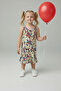 Girl's Small Crispy Beige Floral Mini Dress 9240