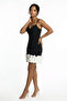Women's Rope Strap Lined Skirt Satin Draped Short Crepe Dress - 2