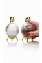 2-Piece Origami Model Gold Color Metal-Stand Glass Salt Shaker Set