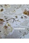Brown Cream Floral Spring Branch Wipeable Pvc Round Oilcloth Tablecloth - 5