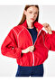 Zippered Hooded Long Sleeve Crinkle Parachute Sports Jacket - 2
