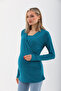 Petrol Blue Maternity & Nursing Soft Fabric Blouse - 2
