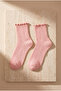 Women's Colorful Ankle Ruffle Socks Pink - 3