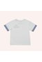 Baby Boy Crew Neck T-Shirt with Striped Sleeve Detail 0-5 Years White - 2