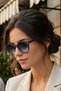 Women's Uv400 Oval Navy Blue Sunglasses 23007 C33 - 3