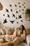 Black Flying Bird Flock Living Room, Sitting Room and Office Wall Sticker Set - 2