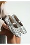 Feles Knitted Bow Band Detailed Flat Toe Women's Ballerina Shoes Silver - 2