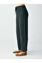 Dark Green 100% Cotton Regular Waist Lace-Up Long Woven Trousers - 4
